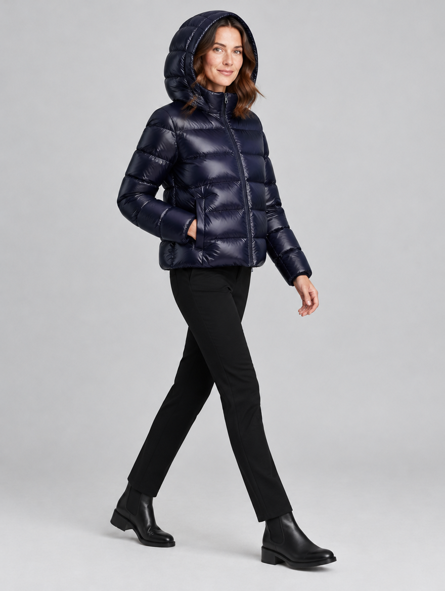 Women's Luna hooded puffer jacket – side view