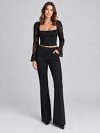 Women's Pippa lace sleeve square neck top – front view