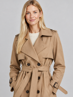 Women's Chame long belted trench coat – close-up
