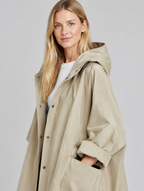 Women's Flore long hooded trench coat – close-up