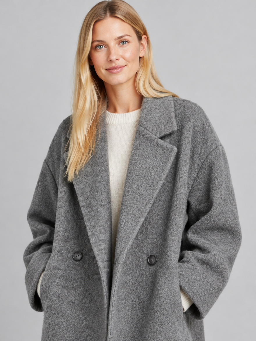 Women's Sephira long oversized coat – close-up
