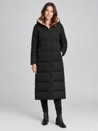 Women's Damaris long hooded puffer coat – front view