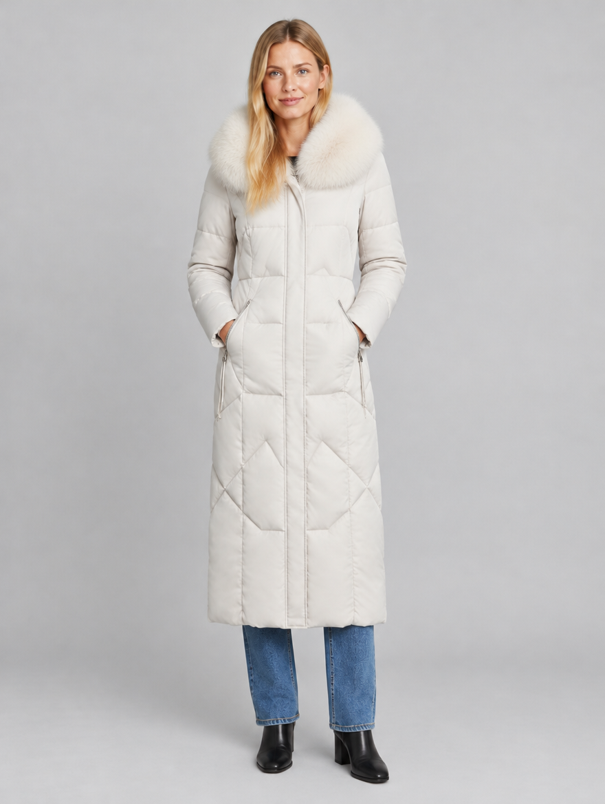 Women's Solis long quilted coat – front view