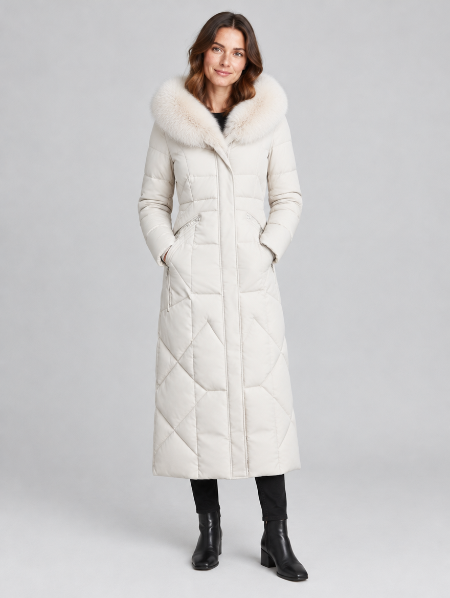 Women's Solis long quilted coat – front view