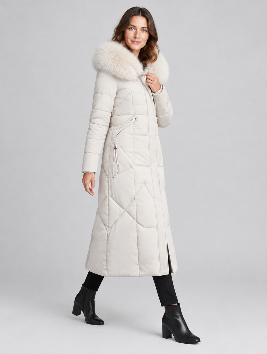 Women's Solis long quilted coat – side view
