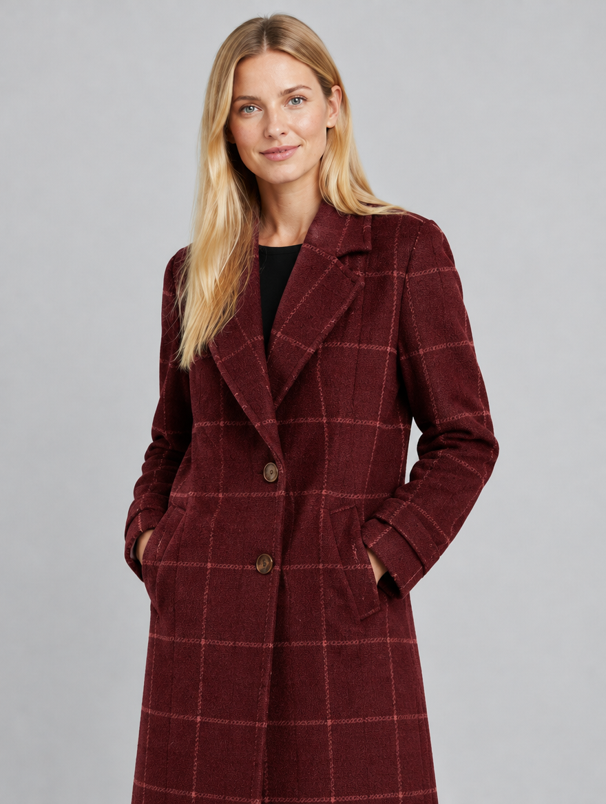 Women's Wearbella plaid two-button wool-look coat – close-up