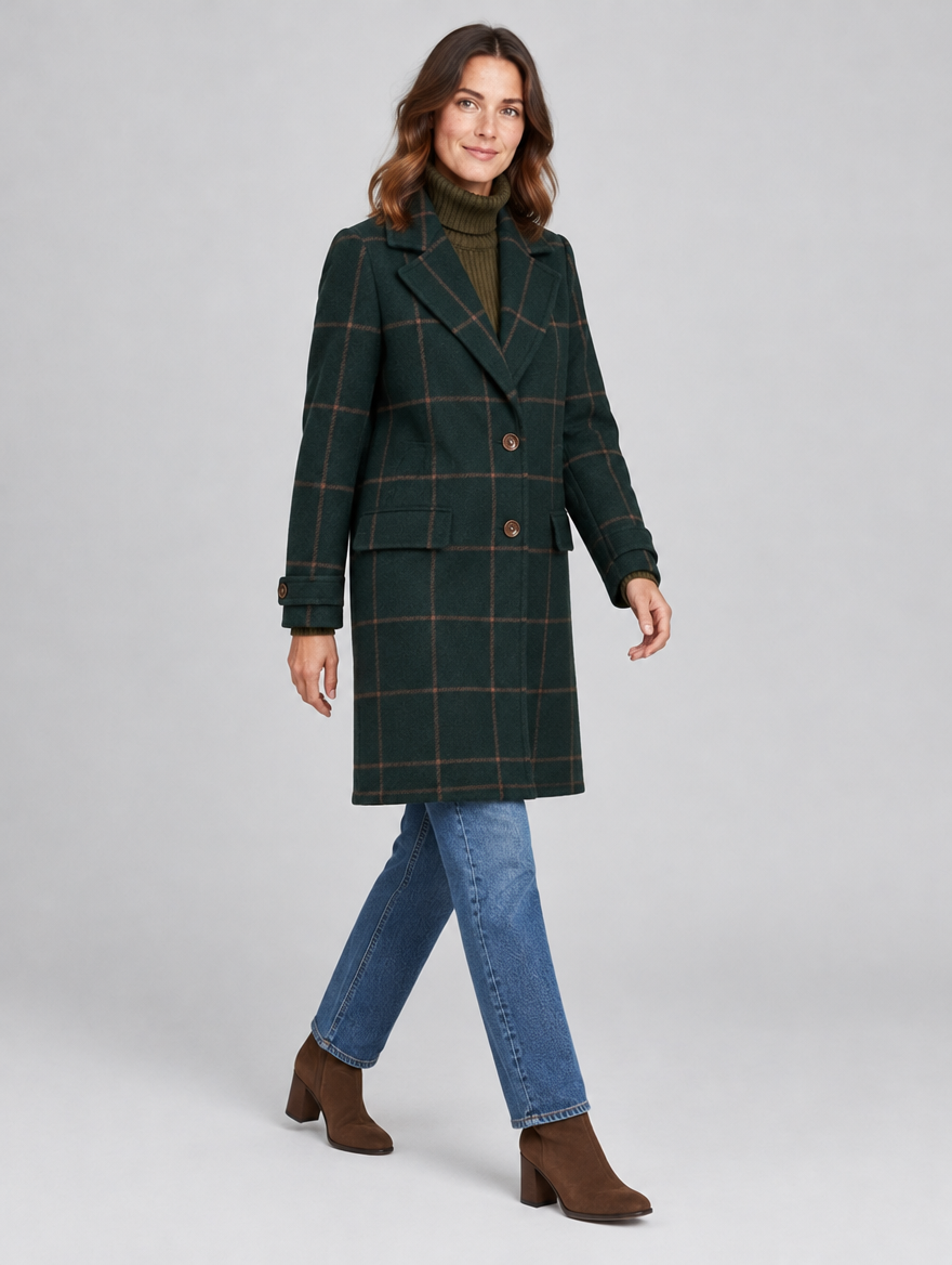 Women's Wearbella plaid two-button wool-look coat – side view