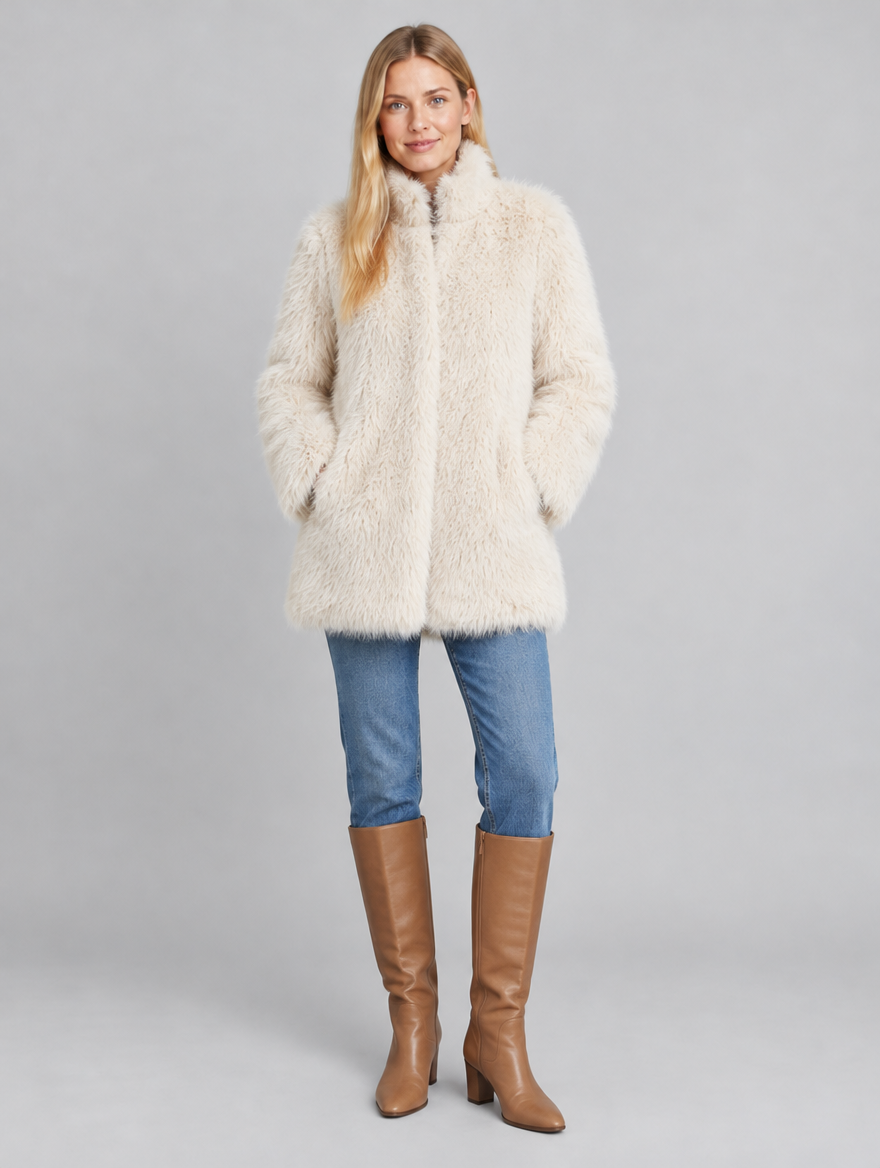 Women's Parsha plush teddy coat – front view