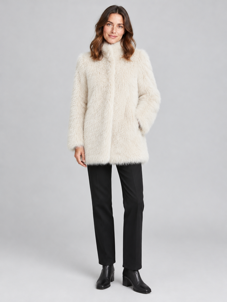 Women's Parsha plush teddy coat – front view