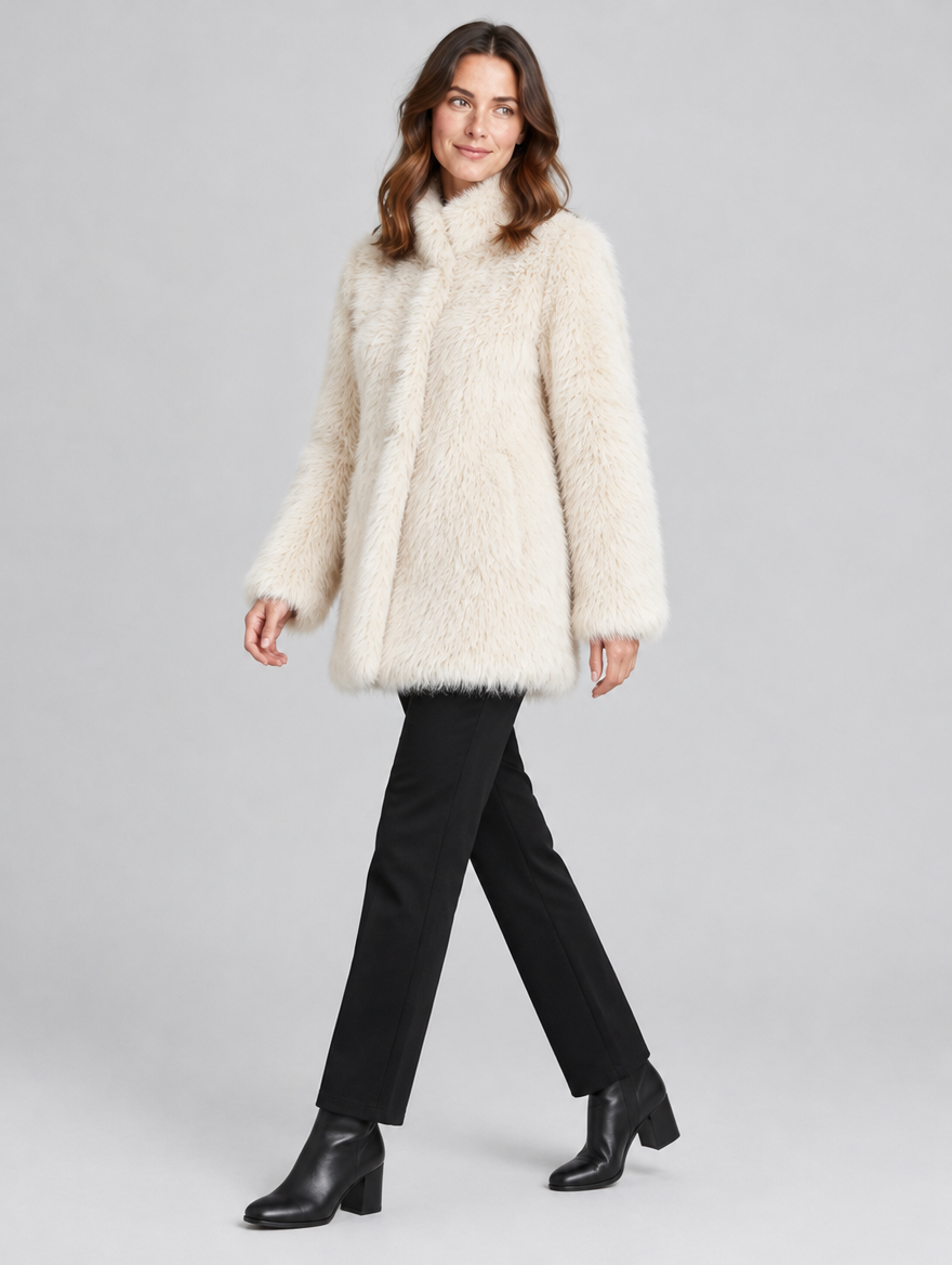Women's Parsha plush teddy coat – side view