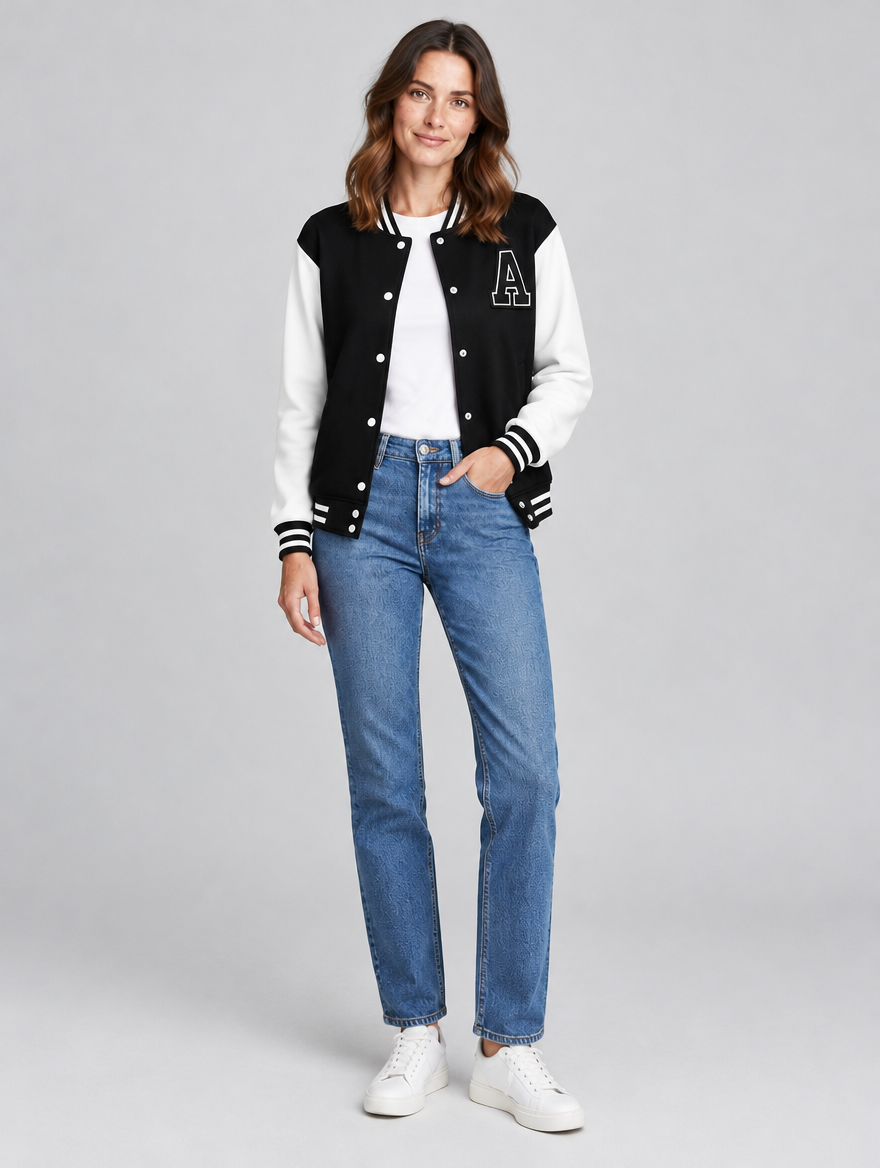 Women's Tasana varsity bomber jacket – front view