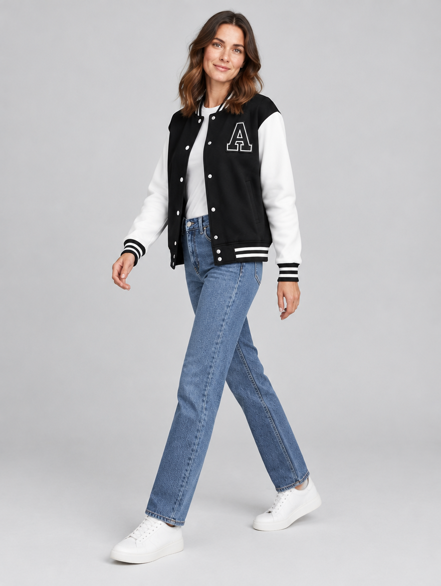 Women's Tasana varsity bomber jacket – side view